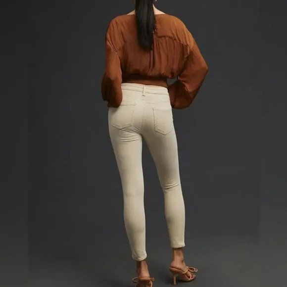 Anthropologie Pilcro High-Rise Skinny Corduroy Pants in Ivory NWT - Picture 2 of 5